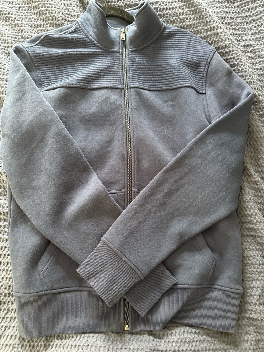 Michael Kors Men's Full-Zip Ribbed Yoke Sweater Jacket - Navy
